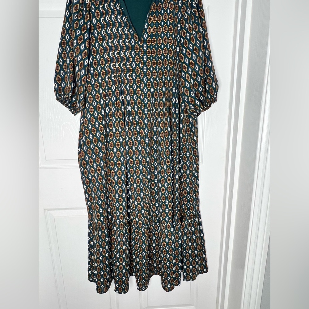 Bohme Printed Collared Midi Dress Sz XL - Picture 6 of 11